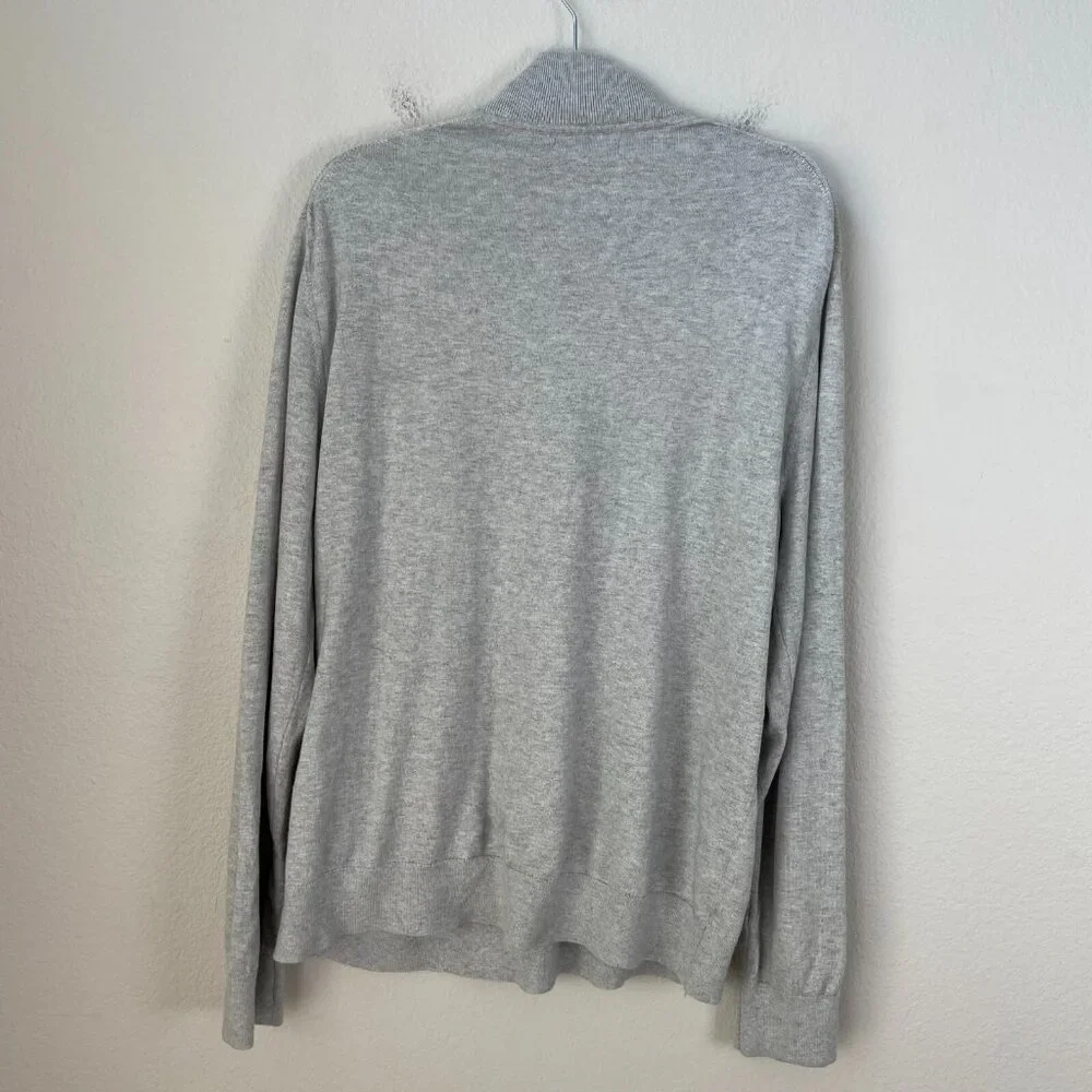 Banana Republic Mens XL Gray‎ Pima Cotton Cashmere Quarter Zip Pullover Sweater